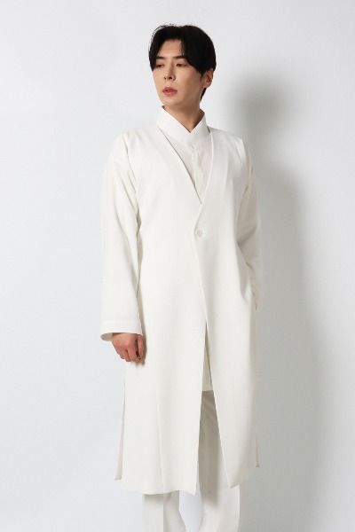 [연희 전문가용] No-Collar Hanbok Long Coat - White
